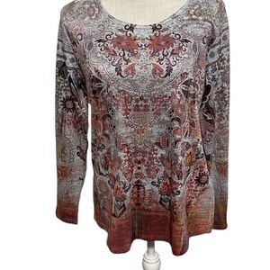 One World too, gray, orange with bead decal . Sz XL